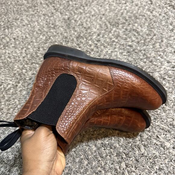 Dr Martens Women's Flora Croc Chelsea Boots Brown Leather Size 7 US - Picture 3 of 11